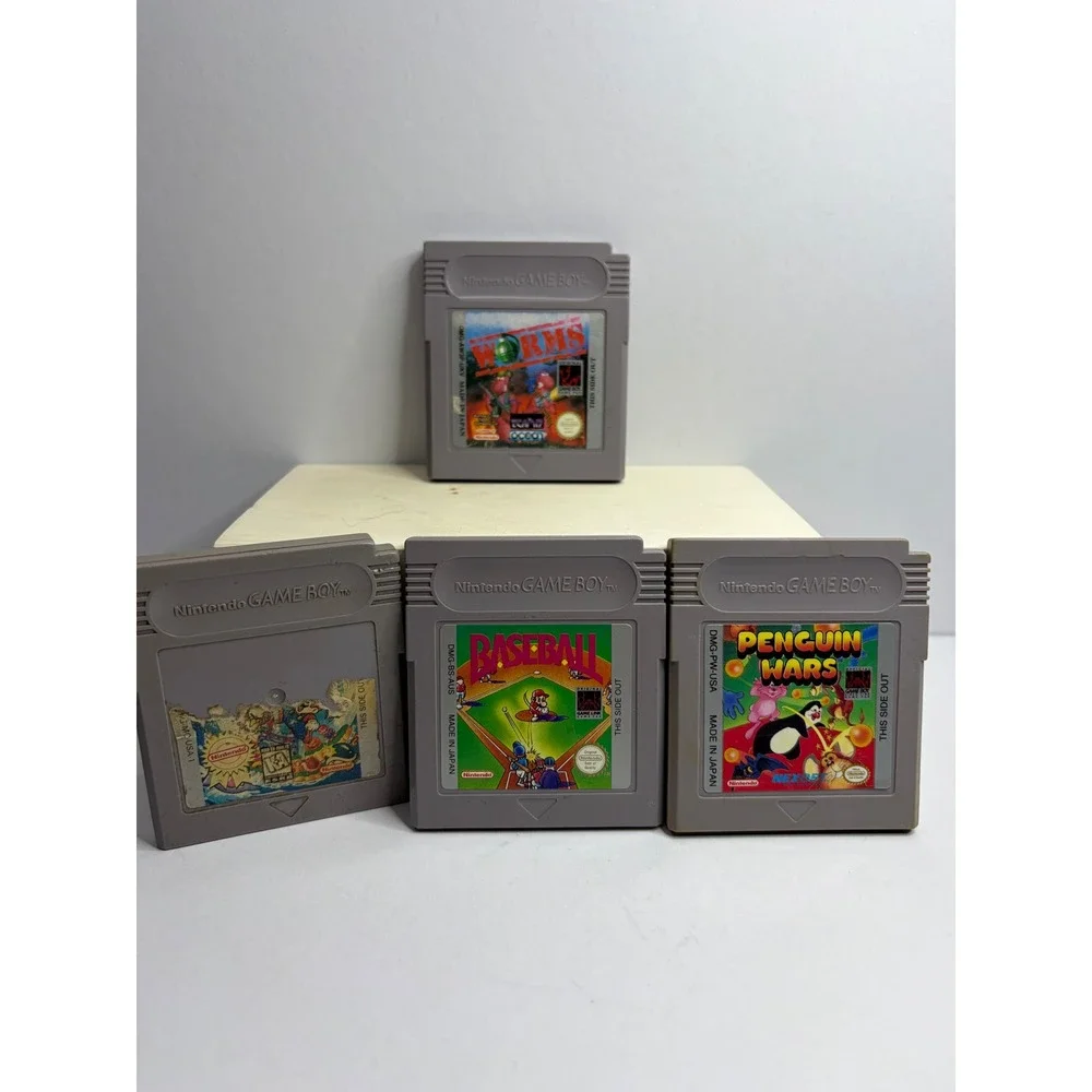 Nintendo Game Boy 4 Game Lot Worms Baseball Penguin Wars DMG-MQ-USA-1 Bundle
